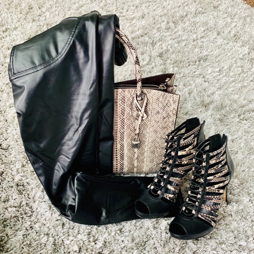 Black Leatherette Stretch Pants